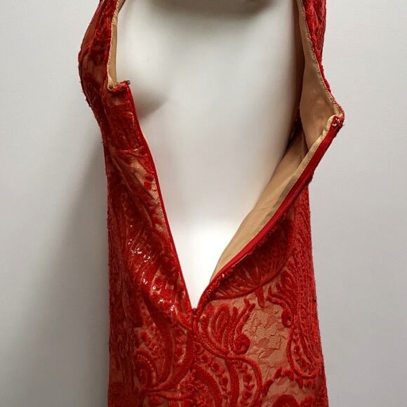 Free People Night Shimmer Mini Dress Sequined Red Womens Size 0 Holiday Glam - Picture 3 of 14